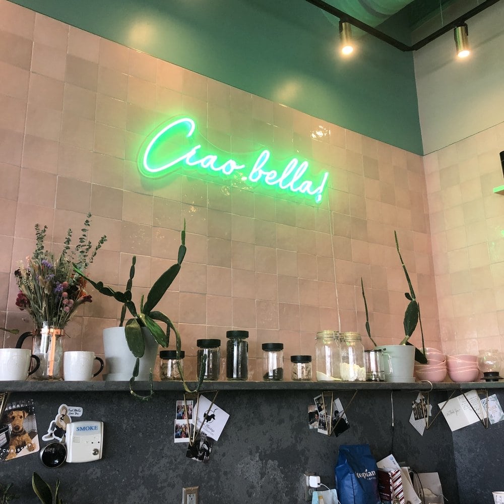 Ciao bella Bovaconti coffee cafe Neon signs in Indianapolis