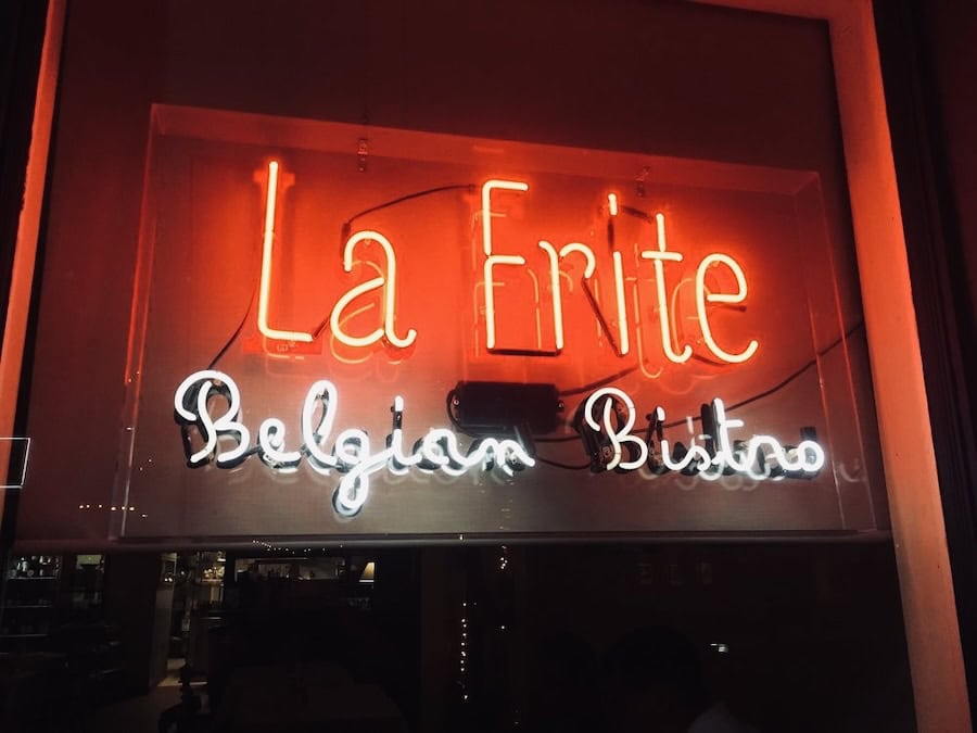 La Frite Belgian Bistro restaurant neon sign