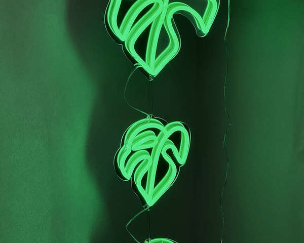 Mini Monstera Leaves hanging sign neon light