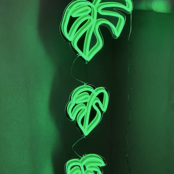 Mini Monstera Leaves hanging sign neon light