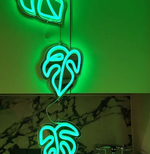 Mini Monstera Leaves string light neon signs