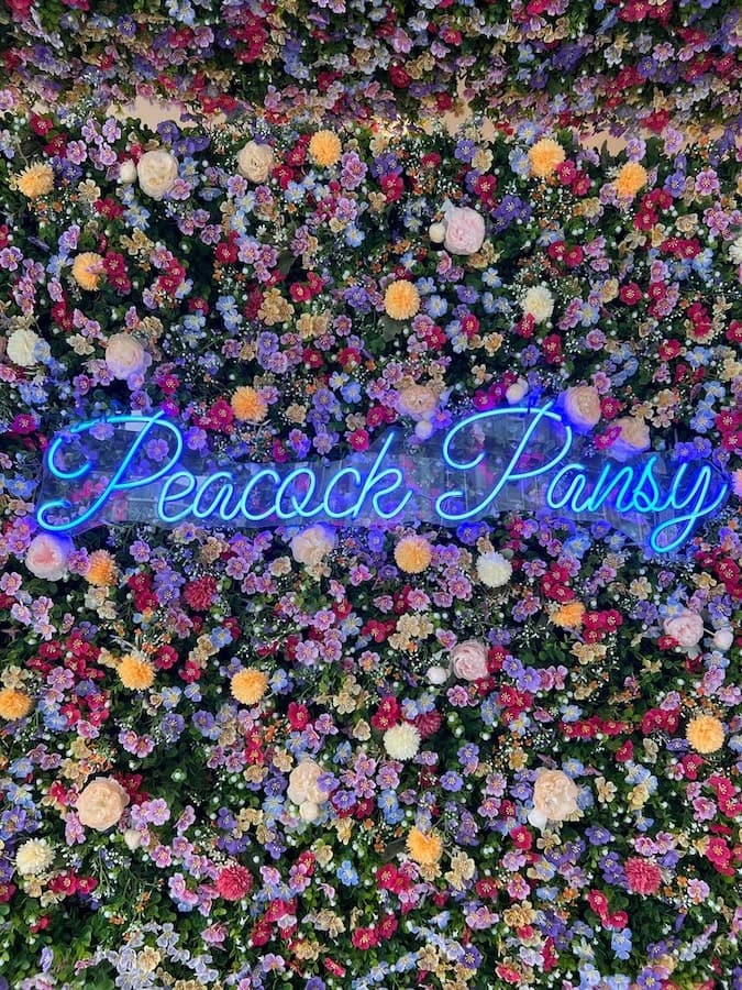 Peacock Pansy breakfast and brunch restaurant neon signs