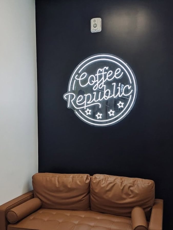 coffee republic cafe neon sign