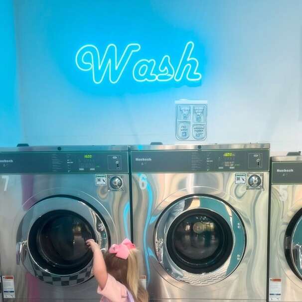 Blue Wash led neon sign for a laundromat