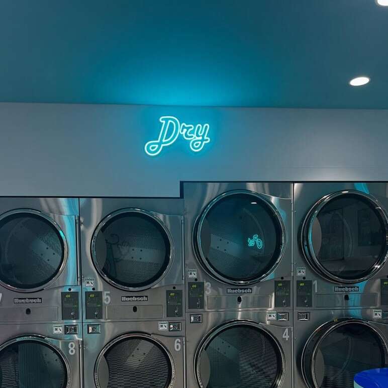 Blue dry led neon sign for a laundromat