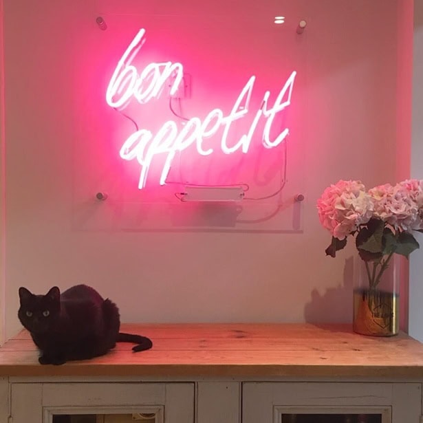 Pink Bon Appetit real glass neon sign for kitchen decor