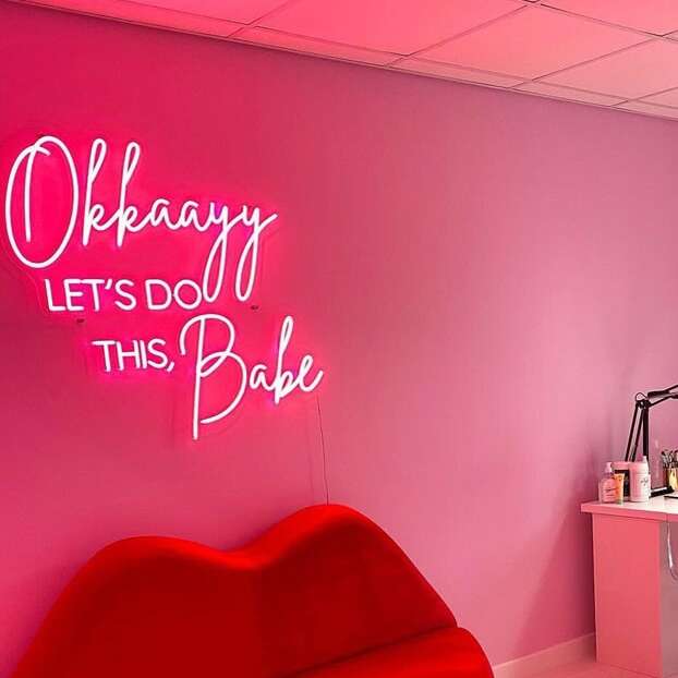 Pink neon quote sign for nail salon wall decor