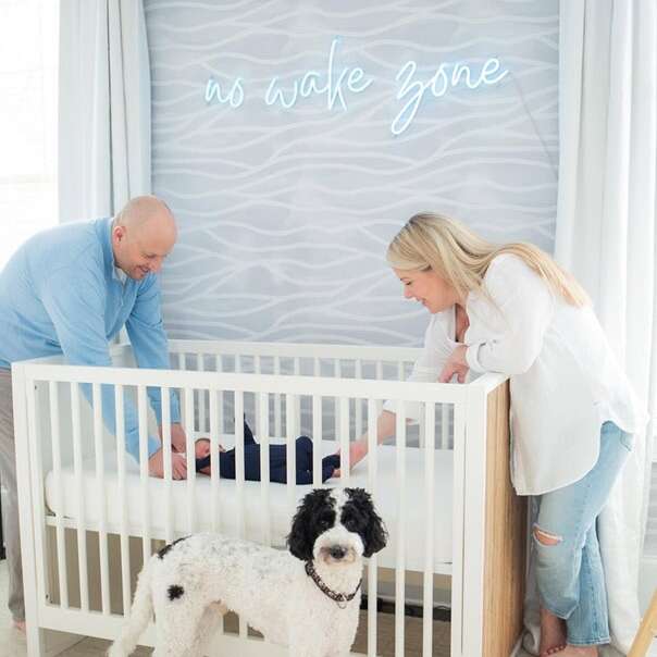 Soft blue neon sign for a nursery with ocean-inspired decor