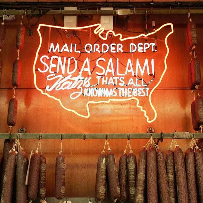 Vintage neon sign for a deli with a custom map design