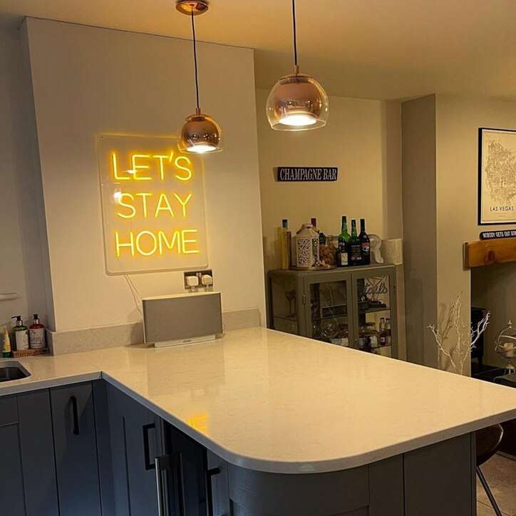 Yellow neon quote sign for a modern kitchen